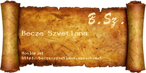 Becze Szvetlana névjegykártya